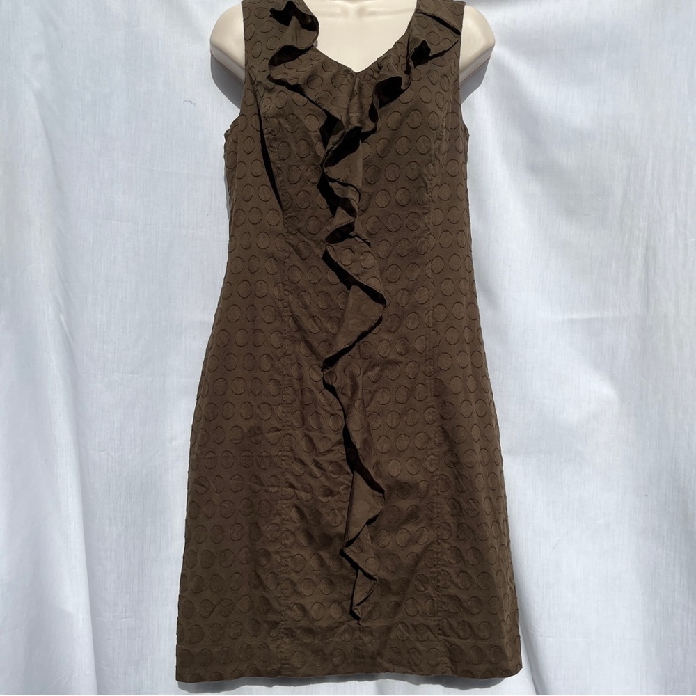 Olive Green Antonio Melani Ruffle Front Sleeveless Dress - Size 8